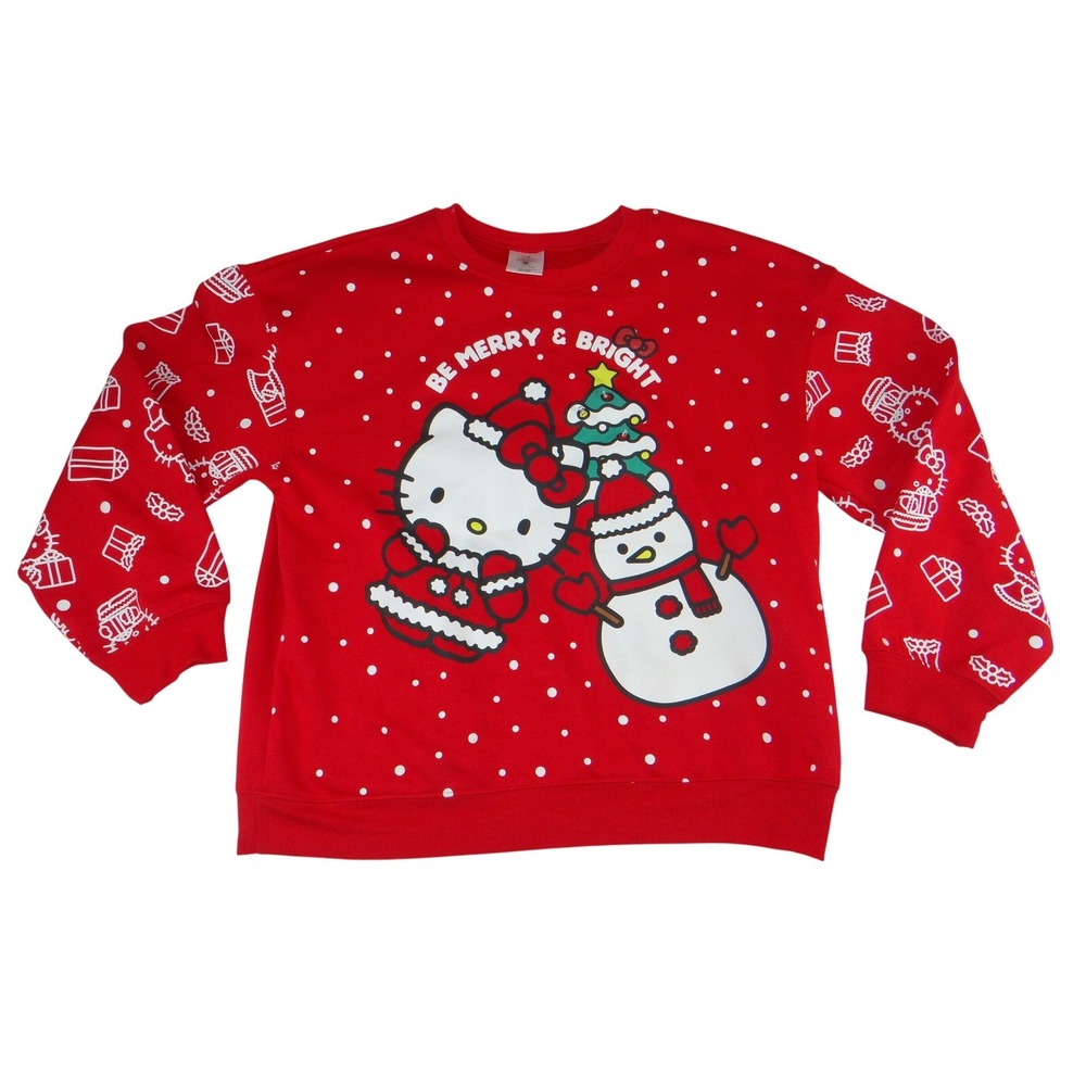 Hello Kitty Christmas Sweatshirt Red Light Up Be Merry & Bright Women L 3310